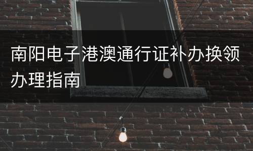南阳电子港澳通行证补办换领办理指南