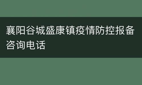 襄阳谷城盛康镇疫情防控报备咨询电话