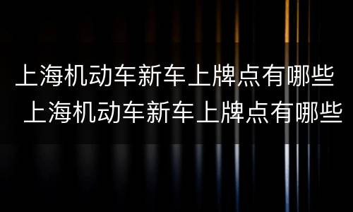 上海机动车新车上牌点有哪些 上海机动车新车上牌点有哪些要求