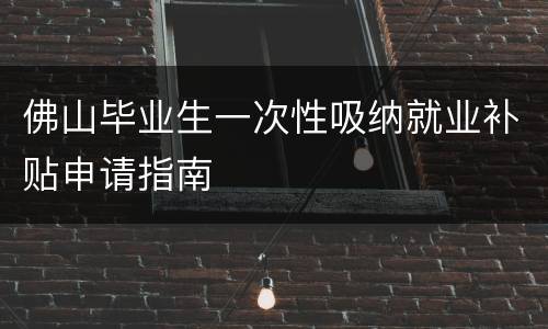佛山毕业生一次性吸纳就业补贴申请指南
