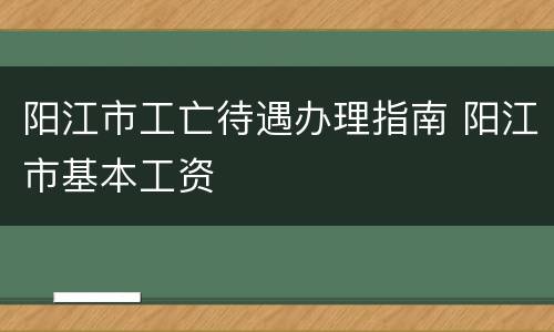 阳江市工亡待遇办理指南 阳江市基本工资