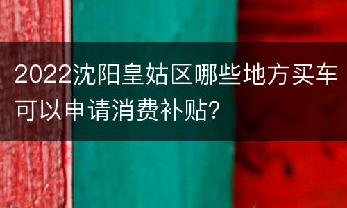 2022沈阳皇姑区哪些地方买车可以申请消费补贴？