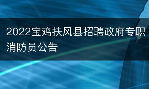 2022宝鸡扶风县招聘政府专职消防员公告