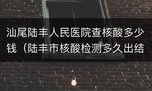 汕尾陆丰人民医院查核酸多少钱（陆丰市核酸检测多久出结果）