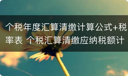 个税年度汇算清缴计算公式+税率表 个税汇算清缴应纳税额计算公式
