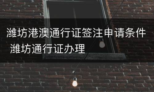 潍坊港澳通行证签注申请条件 潍坊通行证办理