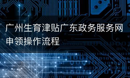 广州生育津贴广东政务服务网申领操作流程