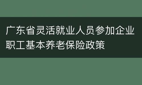 广东省灵活就业人员参加企业职工基本养老保险政策