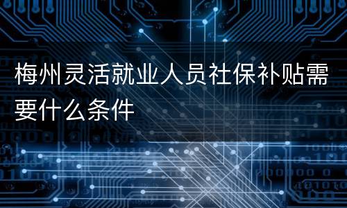 梅州灵活就业人员社保补贴需要什么条件