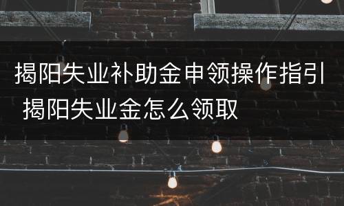 揭阳失业补助金申领操作指引 揭阳失业金怎么领取