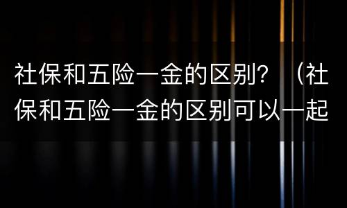 社保和五险一金的区别？（社保和五险一金的区别可以一起交吗）