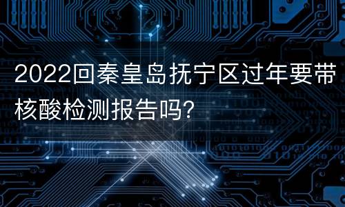 2022回秦皇岛抚宁区过年要带核酸检测报告吗？