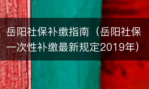 岳阳社保补缴指南（岳阳社保一次性补缴最新规定2019年）