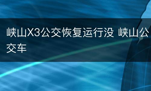峡山X3公交恢复运行没 峡山公交车