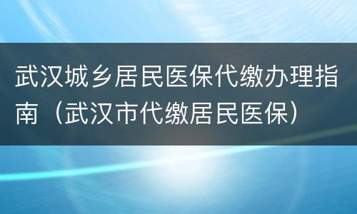 武汉城乡居民医保代缴办理指南（武汉市代缴居民医保）