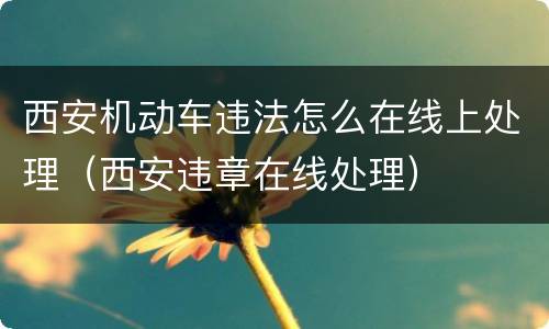 西安机动车违法怎么在线上处理（西安违章在线处理）