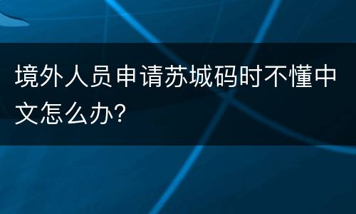 境外人员申请苏城码时不懂中文怎么办？