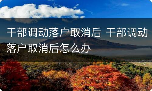 干部调动落户取消后 干部调动落户取消后怎么办