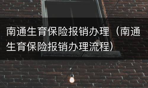 南通生育保险报销办理（南通生育保险报销办理流程）
