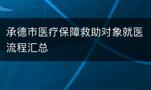 承德市医疗保障救助对象就医流程汇总
