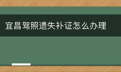 宜昌驾照遗失补证怎么办理