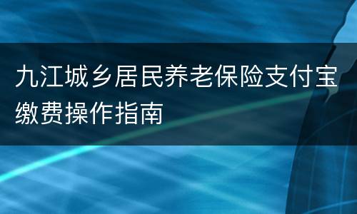 九江城乡居民养老保险支付宝缴费操作指南