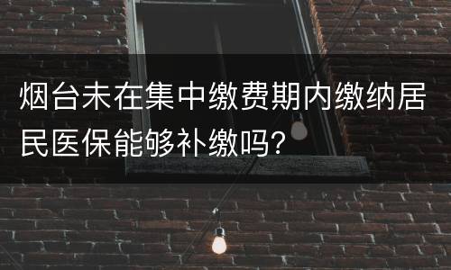 烟台未在集中缴费期内缴纳居民医保能够补缴吗？