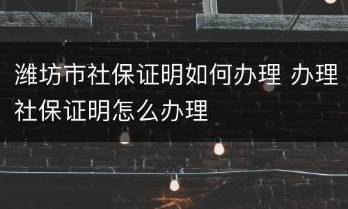 潍坊市社保证明如何办理 办理社保证明怎么办理