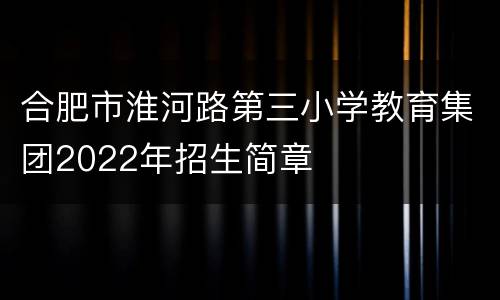 合肥市淮河路第三小学教育集团2022年招生简章