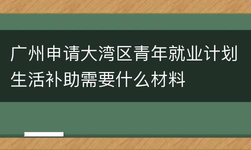 广州申请大湾区青年就业计划生活补助需要什么材料