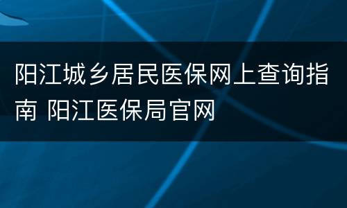阳江城乡居民医保网上查询指南 阳江医保局官网