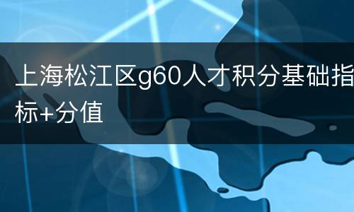 上海松江区g60人才积分基础指标+分值