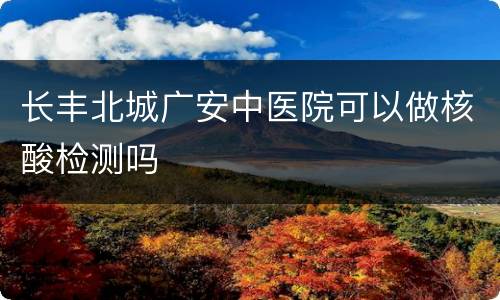 长丰北城广安中医院可以做核酸检测吗