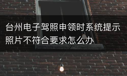 台州电子驾照申领时系统提示照片不符合要求怎么办