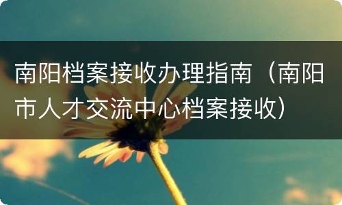 南阳档案接收办理指南（南阳市人才交流中心档案接收）