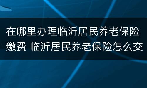 在哪里办理临沂居民养老保险缴费 临沂居民养老保险怎么交
