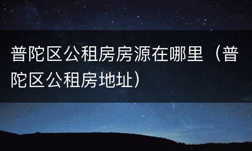 普陀区公租房房源在哪里（普陀区公租房地址）