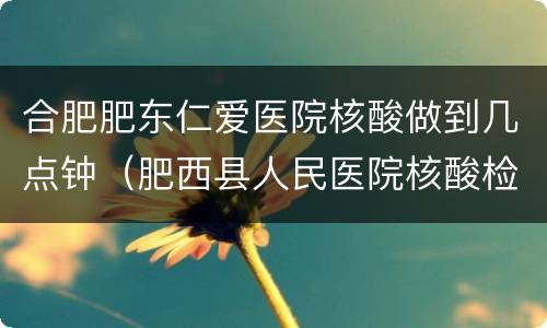合肥肥东仁爱医院核酸做到几点钟（肥西县人民医院核酸检测几点结束）
