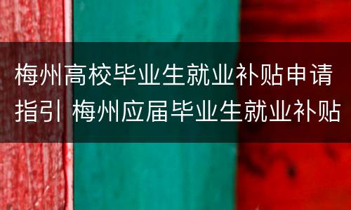 梅州高校毕业生就业补贴申请指引 梅州应届毕业生就业补贴