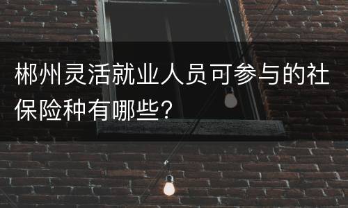 郴州灵活就业人员可参与的社保险种有哪些?
