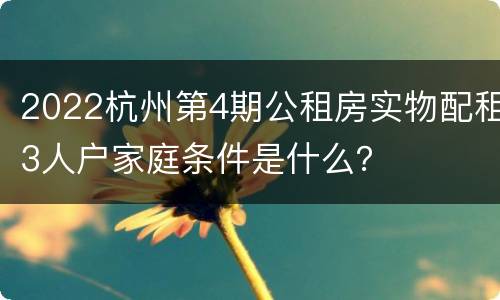 2022杭州第4期公租房实物配租3人户家庭条件是什么？