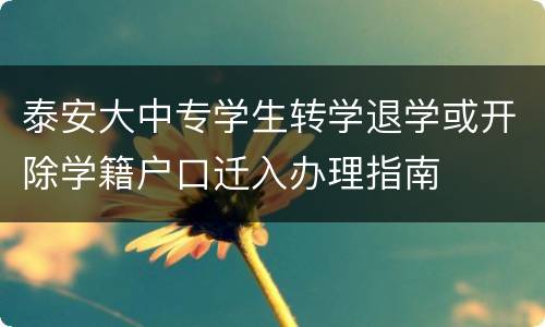 泰安大中专学生转学退学或开除学籍户口迁入办理指南