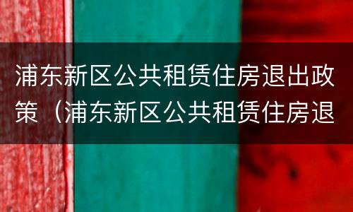 浦东新区公共租赁住房退出政策（浦东新区公共租赁住房退出政策文件）