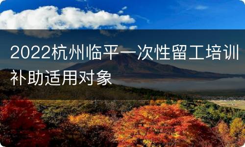 2022杭州临平一次性留工培训补助适用对象