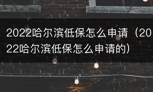 2022哈尔滨低保怎么申请（2022哈尔滨低保怎么申请的）