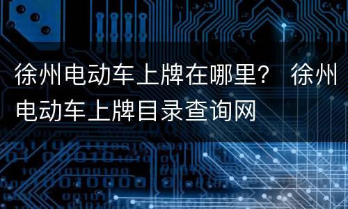 徐州电动车上牌在哪里？ 徐州电动车上牌目录查询网