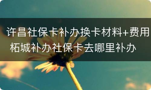 许昌社保卡补办换卡材料+费用 柘城补办社保卡去哪里补办