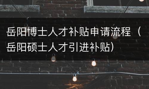 岳阳博士人才补贴申请流程（岳阳硕士人才引进补贴）