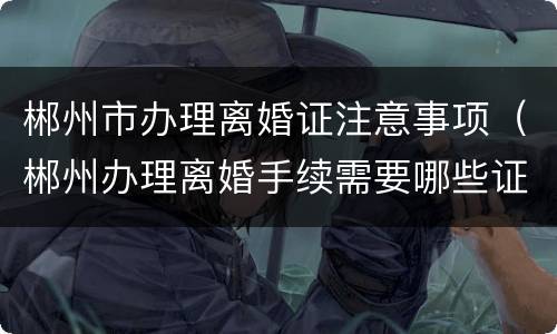 郴州市办理离婚证注意事项（郴州办理离婚手续需要哪些证件）