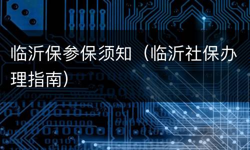 临沂保参保须知（临沂社保办理指南）